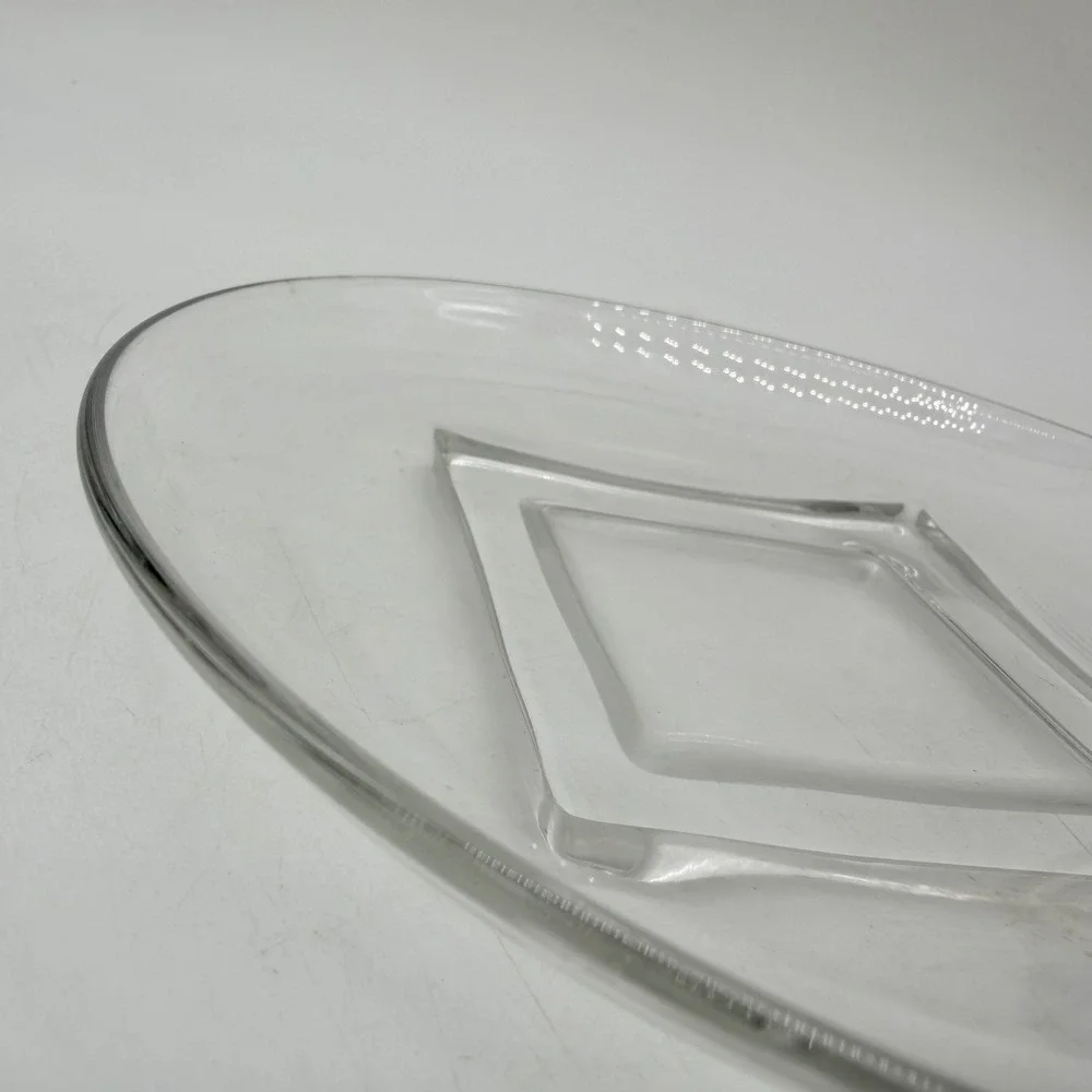 Cambridge Clear Glass Round Appetizer Plates with Square Center Set‎ of 7